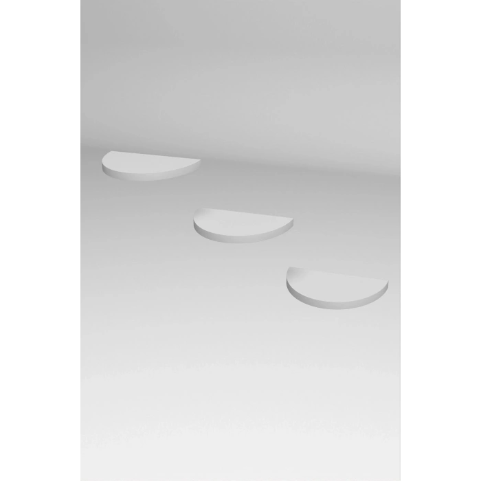 Duvar Rafı Dekoratif 3 Adet Çiçeklik Oval Beyaz