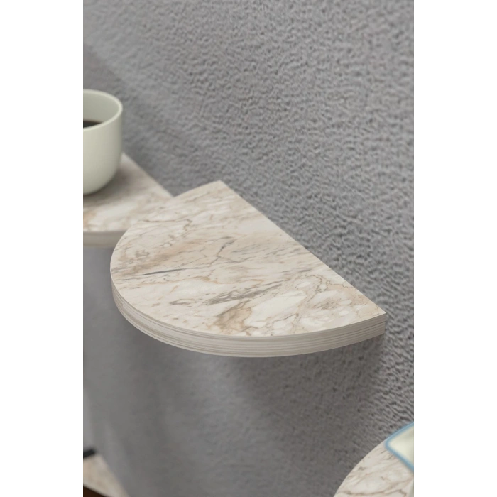 Duvar Rafı Dekoratif 3 Adet Çiçeklik Oval Efes