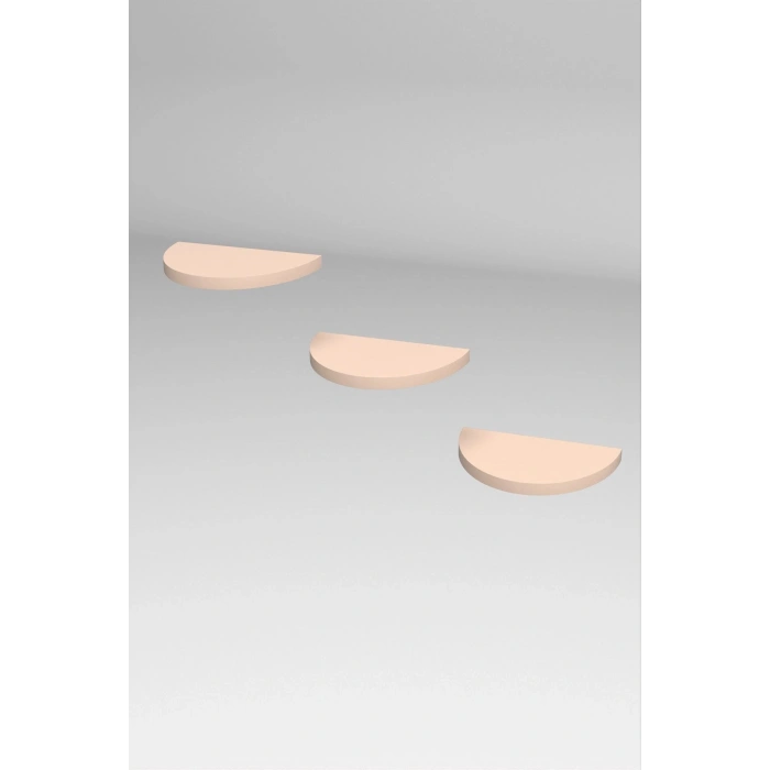 Duvar Rafı Dekoratif 3 Adet Çiçeklik Oval Krem