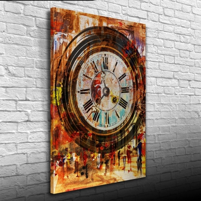 Duvar Saati , Pastel Renklerde Kanvas Tablo 50 x 70