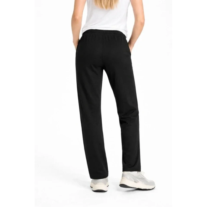 Düz Paça Beli Lastikli İpli Günlük Spor Eşofman Altı Rahat Fit - Siyah