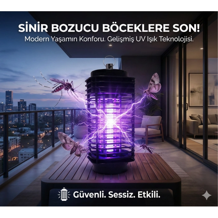 Elektrikli Sinek Öldürücü Cihaz Cız Lamba Mor Işık