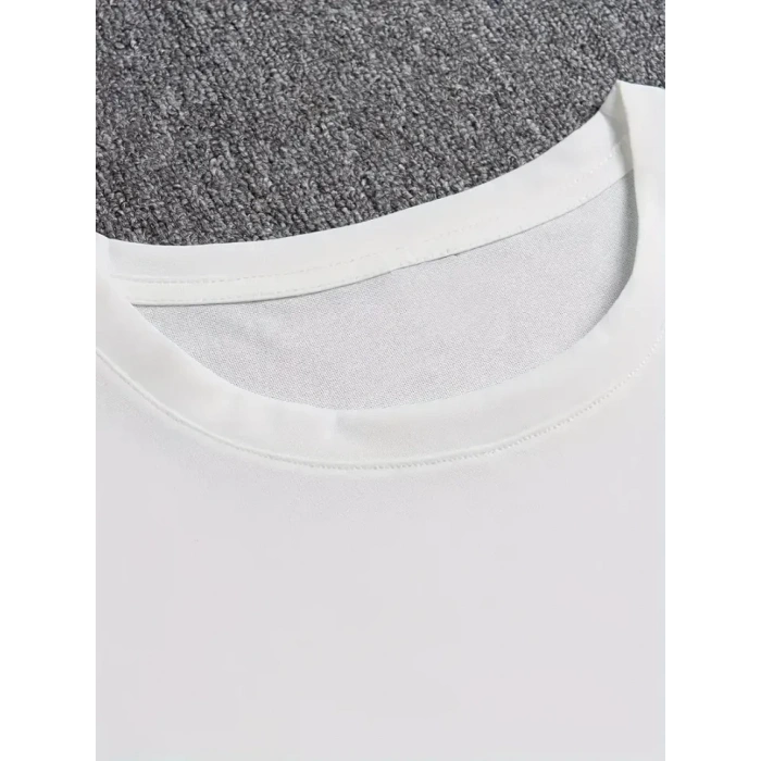 Erkek Baskılı Bisiklet Yaka Erkek T-shirt - Beyaz