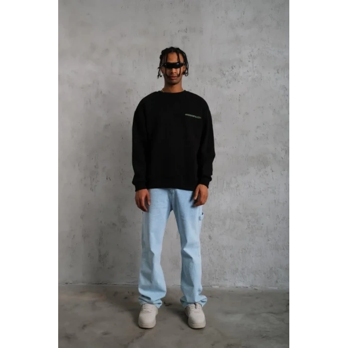 Erkek Baskılı Sweat - Siyah
