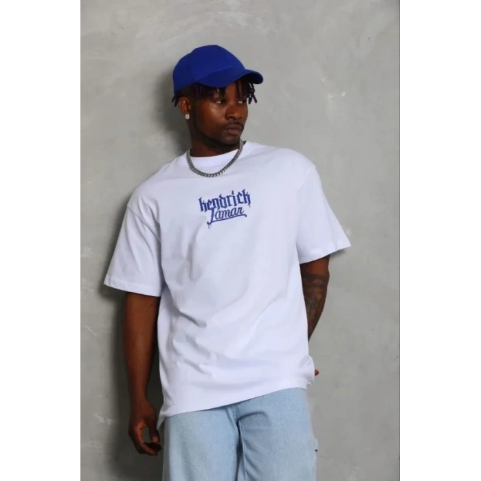 Erkek Baskılı T-Shirt Kısa Kol Bisiklet Yaka Regular Fit Rahat Kalıp Günlük Tişört - Beyaz