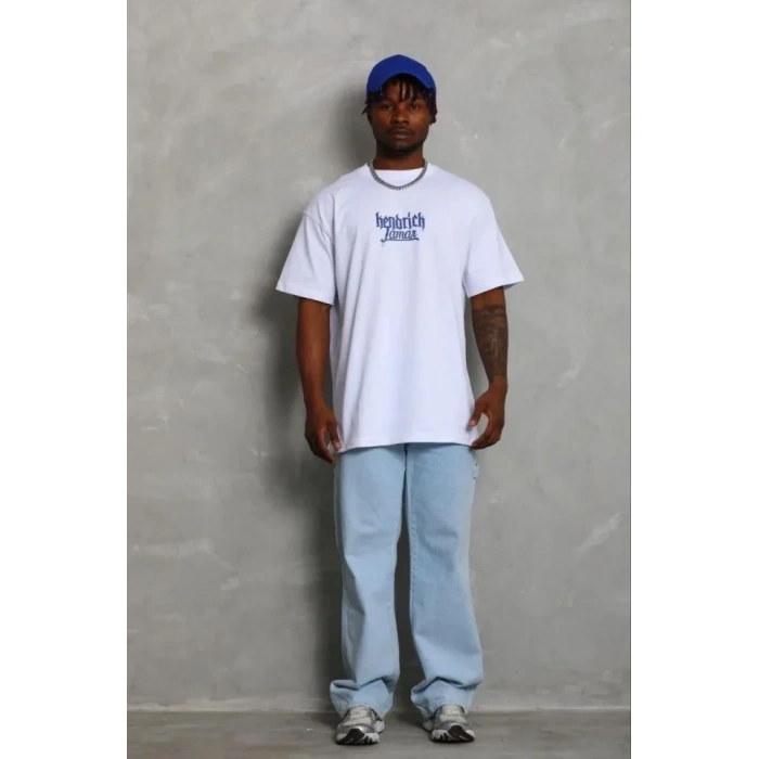 Erkek Baskılı T-Shirt Kısa Kol Bisiklet Yaka Regular Fit Rahat Kalıp Günlük Tişört - Beyaz