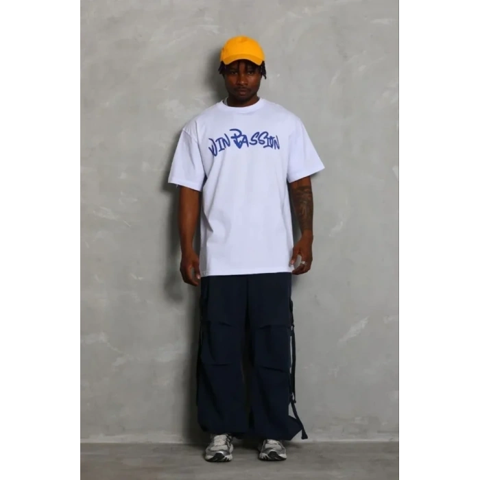 Erkek Baskılı T-Shirt Kısa Kol Bisiklet Yaka Regular Fit Rahat Kalıp Günlük Tişört - Beyaz