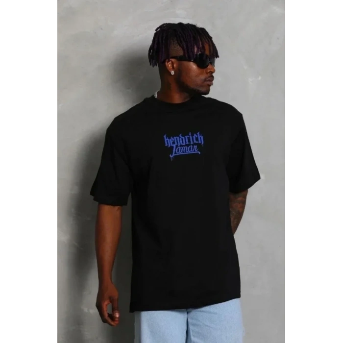 Erkek Baskılı T-Shirt Kısa Kol Bisiklet Yaka Regular Fit Rahat Kalıp Günlük Tişört - Siyah