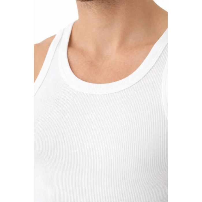 Erkek Fitilli Likralı Kaşkorse Atlet Vücuda Oturan Basic Şıklık - Beyaz
