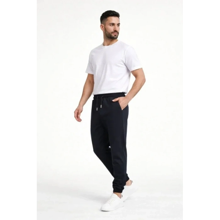 Erkek Jogger Eşofman Altı Rahat Kalıp, Cepli, Lastikli Paça, Günlük Spor Pantolon - Siyah