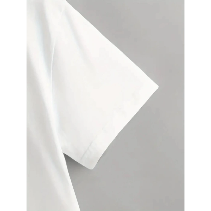 Erkek Kısa Kollu Bisiklet Yaka Baskılı Süprem Tişört