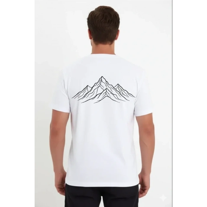 Erkek Nihilist Penguen Özel Tasarım Oversize Bisiklet Yaka Tişört - Beyaz