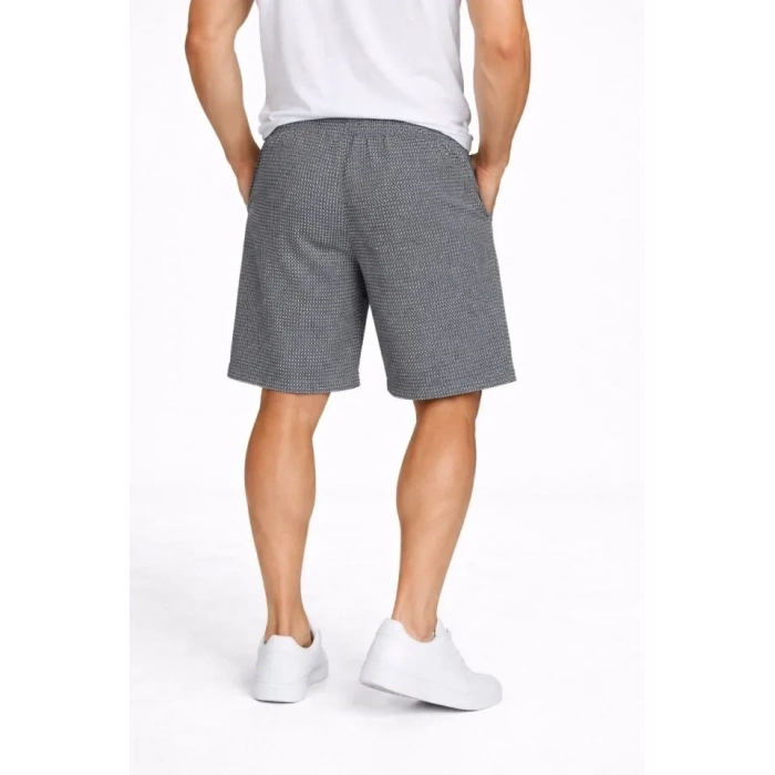 Erkek Pötikareli Şort – Beli Lastikli Bağcıklı, Cepli, Rahat Kesim Günlük Yazlık Şort - Füme