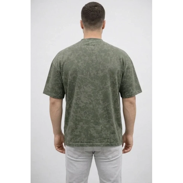 Erkek Premium Tişört OSY Yumuşak Dokulu Yıkamalı Oversize T-Shirt - Haki
