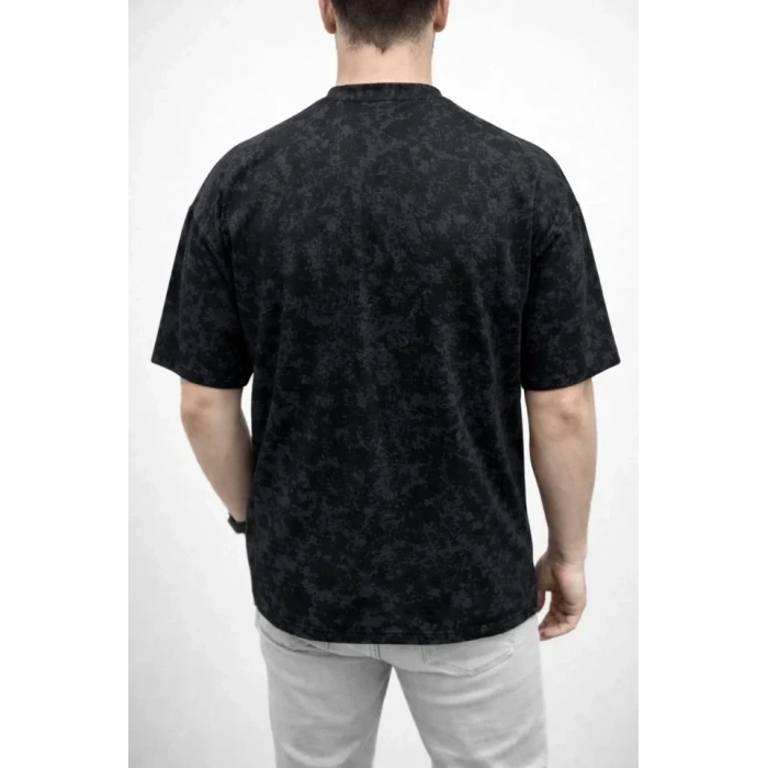 Erkek Premium Tişört OSY Yumuşak Dokulu Yıkamalı Oversize T-Shirt - Siyah