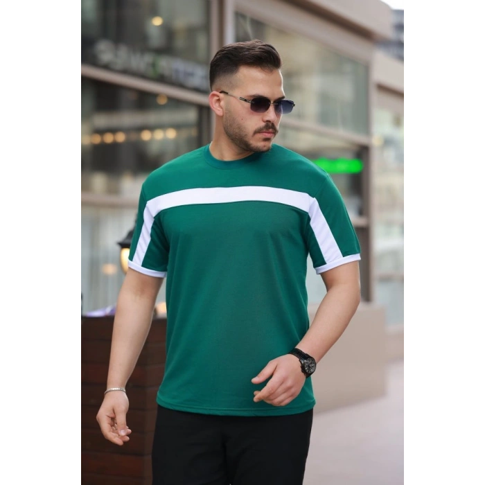 Erkek şerit Detaylı Kısa Kollu T-shirt