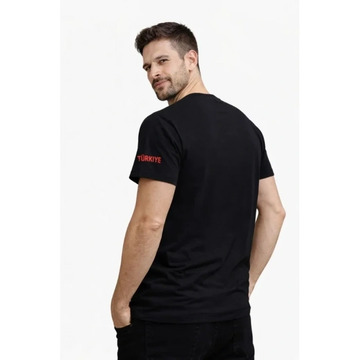 Erkek TÜRKİYE Baskılı Tişört 2026 Dünya Kupası Taraftar Forma T-Shirt - Siyah