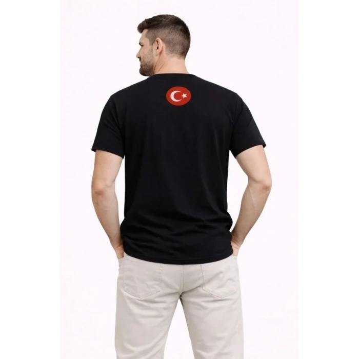 Erkek TÜRKİYE Baskılı Tişört Ay Yıldız 2026 Dünya Kupası Taraftar Forma T-Shirt - Siyah