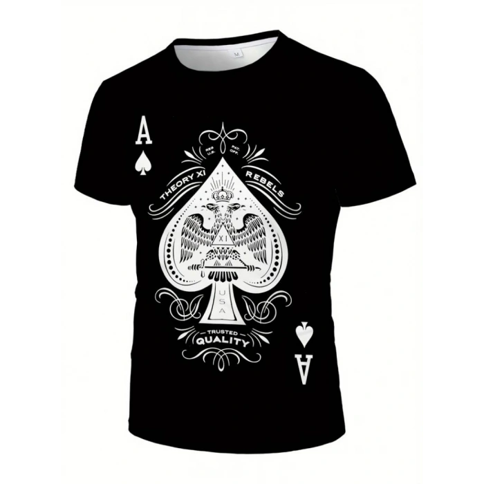 Erkekkısa Kollu Yuvarlak Yaka Desenli Viskon T-shirt