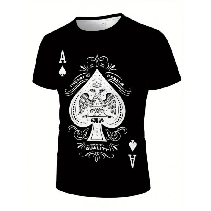 Erkekkısa Kollu Yuvarlak Yaka Desenli Viskon T-shirt