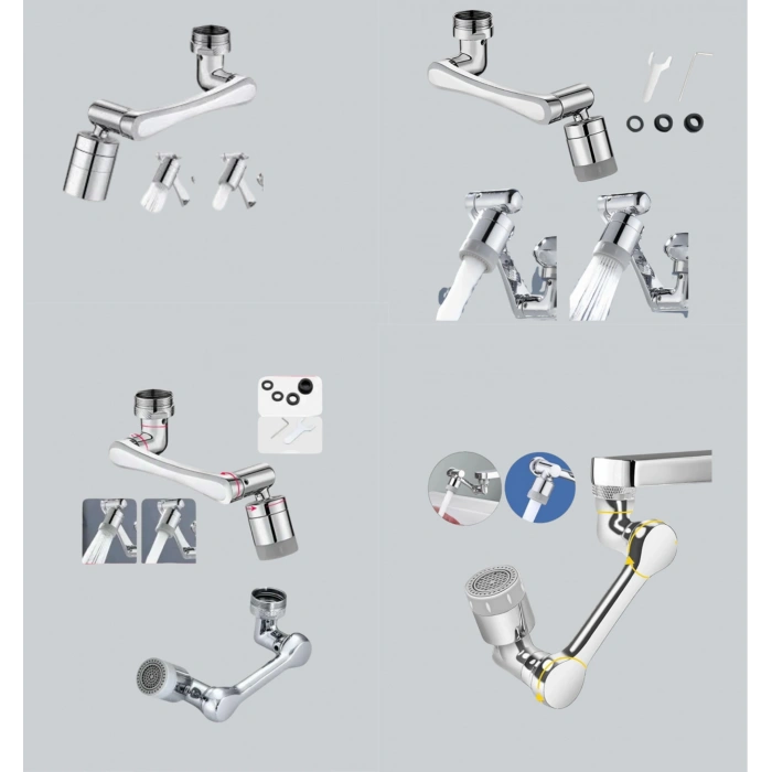 Esnek 1080° Musluk Başlığı 3 Eklemli Hareketli Su Modlu Lavabo Aparatı
