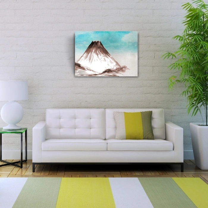 Etekleri Karlı Yanardağ Yağlıboya Kanvas Tablo 50 x 70