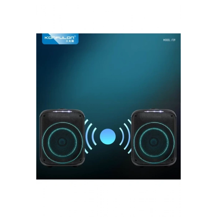 F39 25W Sürücülü RGB Işıklı 2 Adet Mikrofonlu Bluetooth 5.3 Kablosuz Hoparlör – Siyah