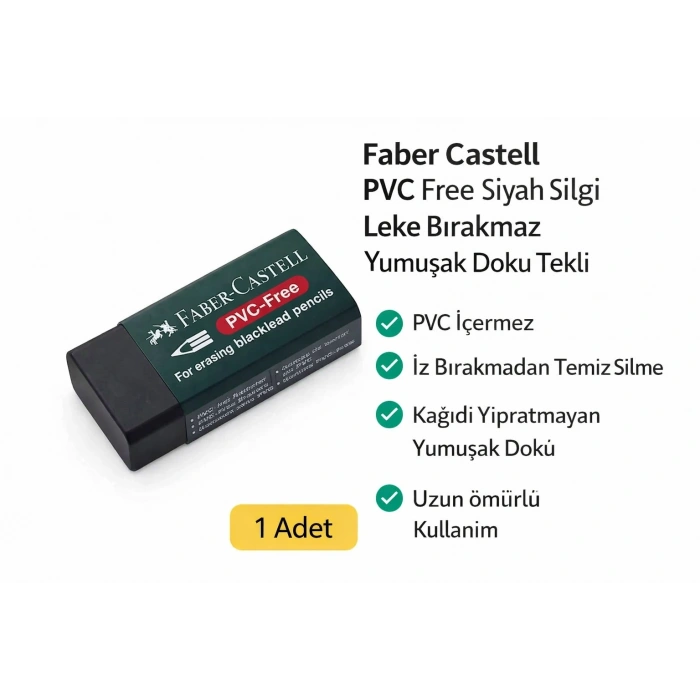 Faber Castell NO.30 PVC Free Siyah Silgi 1 Adet Leke Bırakmaz Yumuşak Doku