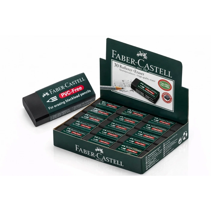 Faber Castell No30 PVC Free Siyah Silgi 30 Adet Leke Bırakmaz Yumuşak Doku Toplu Paket