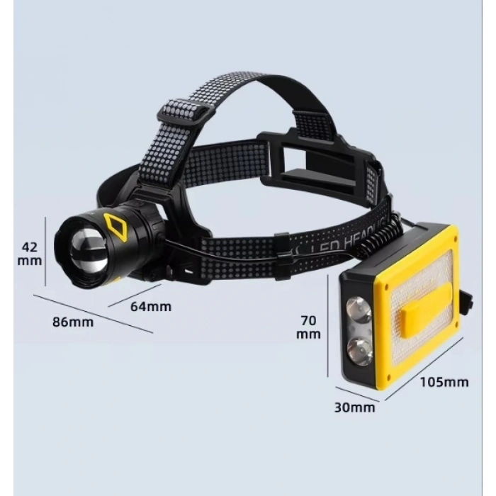 F.B.I Pro F-3003 Alüminyum PM10-TG LED Type-C Powerbank ve Solar Şarjlı Kamp Kafa Feneri