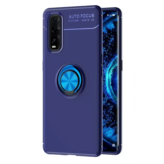 Find X2 Kılıf Range Yüzüklü Silikon - Mavi