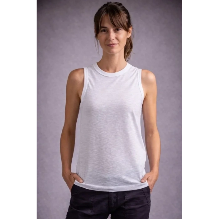 Flamlı Kumaş Sıfır Kolsuz Atlet  Basic Spor Üst, Günlük Ve Fitness Kullanımına Uygun - Beyaz