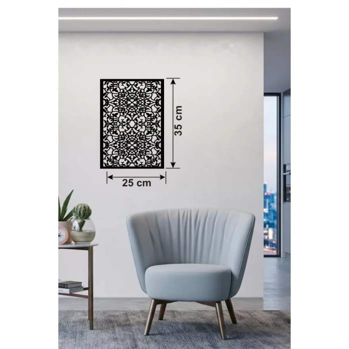 Floral Mandala Desenli Ahşap Duvar Tablosu - 25x35 cm Lazer Kesim Dekoratif Pano
