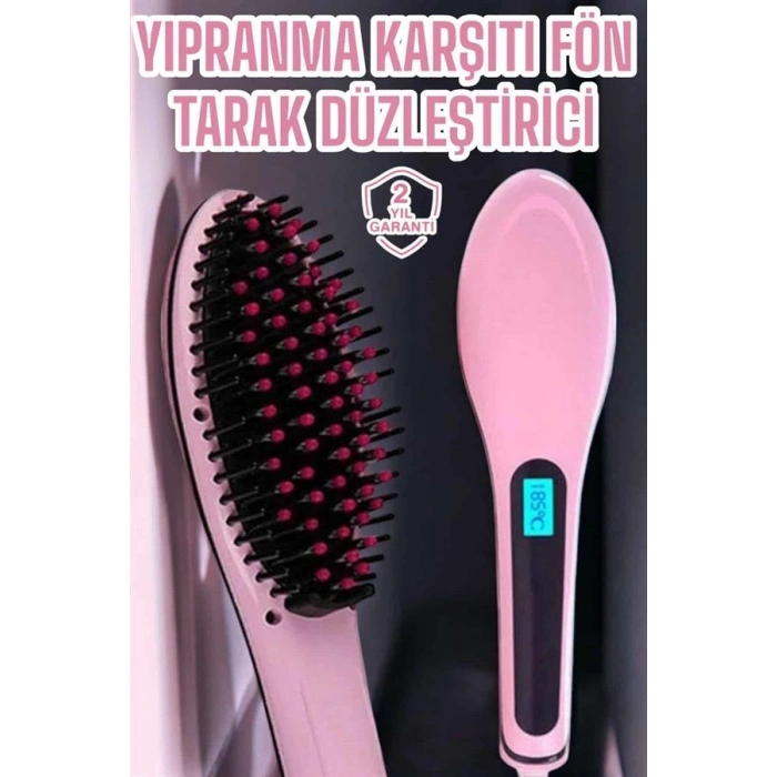 Fön Etkili Saç Düzleştirici Tarak Yıpranma Karşıtı Döner Kablo Isı Ayarlı
