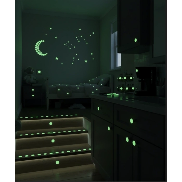 Fosforlu Etiket Karanlıkta Işık Veren Yıldız Tozu Etiketleri