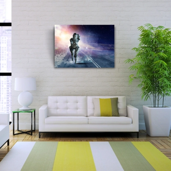 Futuristik , İnsansı Robot , Mavi Tonlar Kanvas Tablo 50 x 70