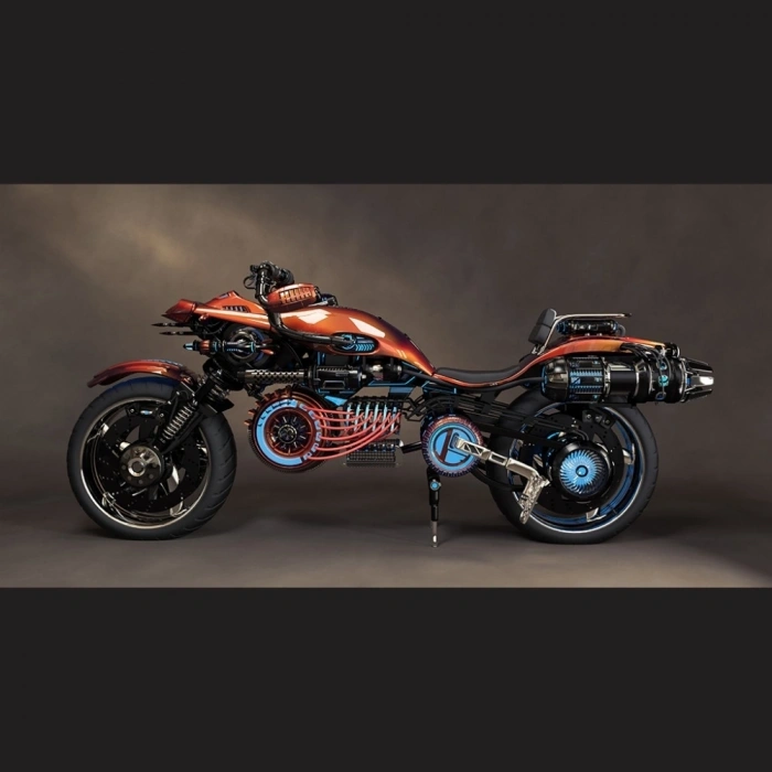 Futuristik Motosiklet Resmi Kanvas Tablo 60 x 120