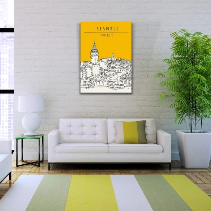 Galata Kulesi Silueti Kanvas Tablo 50 x 70