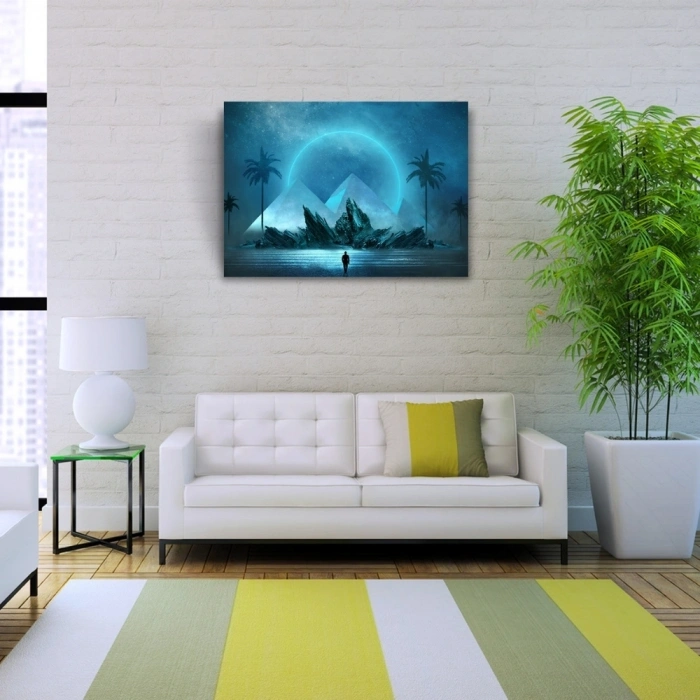 Geleceğin Gece Betimlenmesi , Mavi Tonlarda Kanvas Tablo 50 x 70