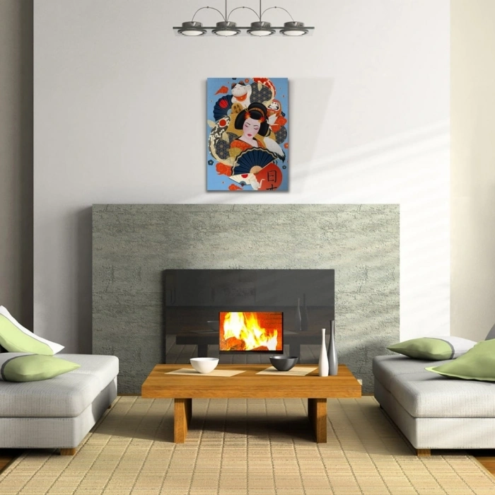 Geleneksel Kıyafetli Japon Kadın Kanvas Tablo 50 x 70