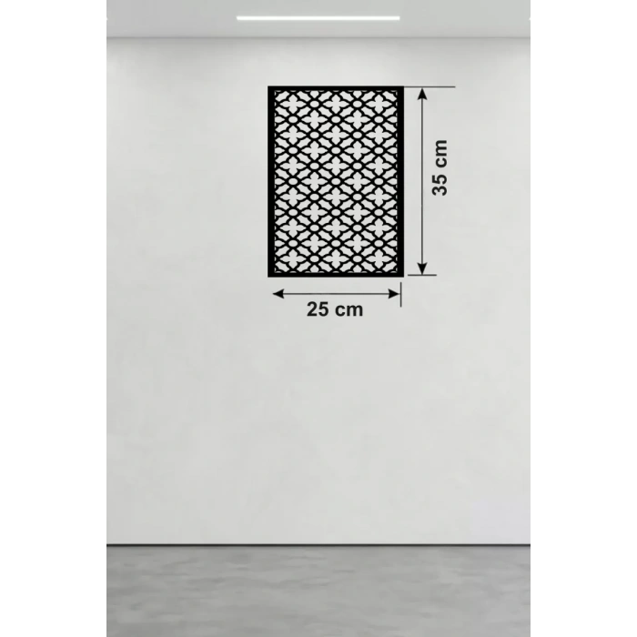 Geometrik Kafes Desenli Ahşap Duvar Tablosu - 25x35 cm Lazer Kesim Dekoratif Pano