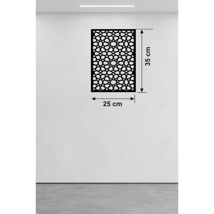 Geometrik Yıldız Geçme Ahşap Duvar Tablosu - 25x35 cm Lazer Kesim Selçuklu Motifi