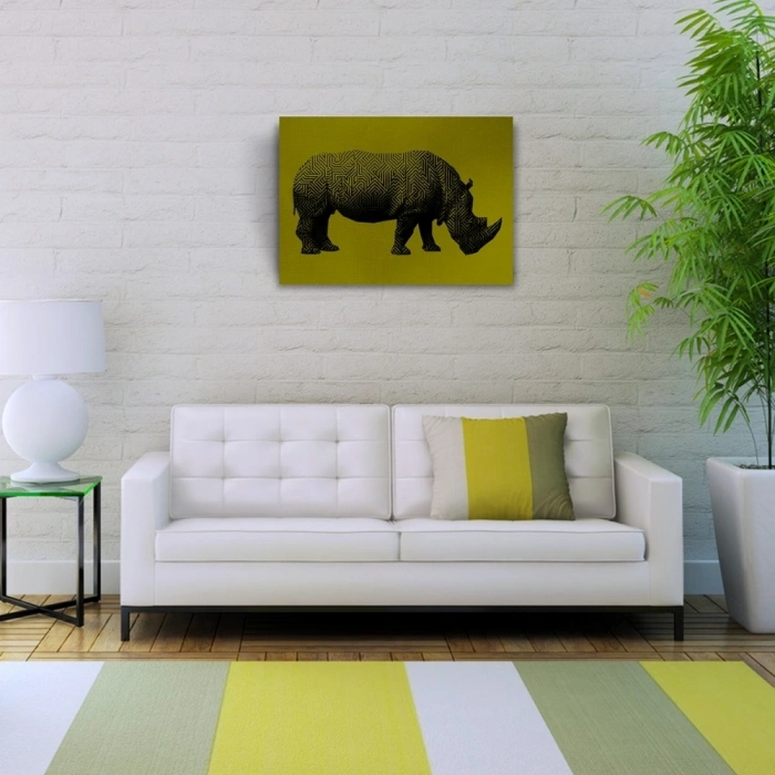 Gergedan , Hipopotam Soyut Çalışma Kanvas Tablo 50 x 70