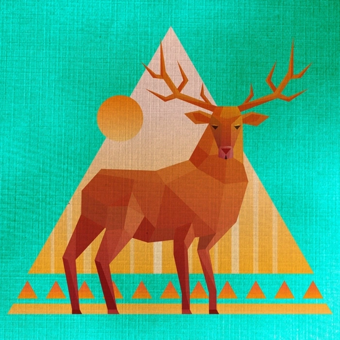 Geyik Figürü,  Soyut Çalışma Kanvas Tablo 50 x 70