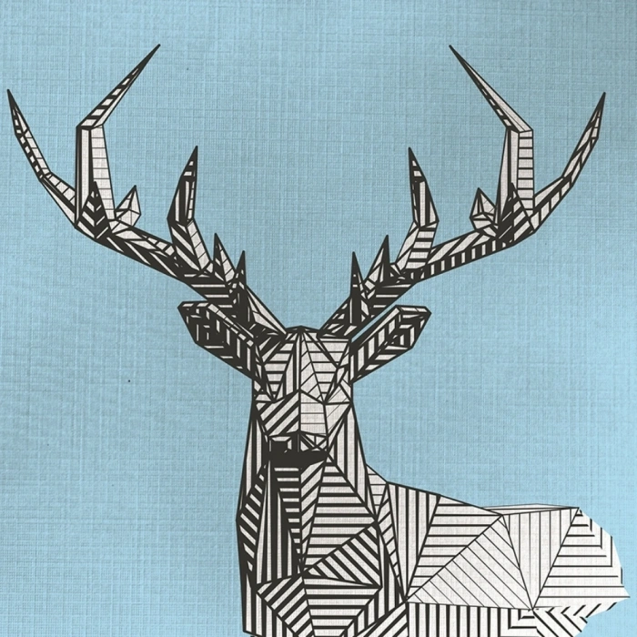 Geyik Temalı Soyut Çalışma Kanvas Tablo 50 x 70