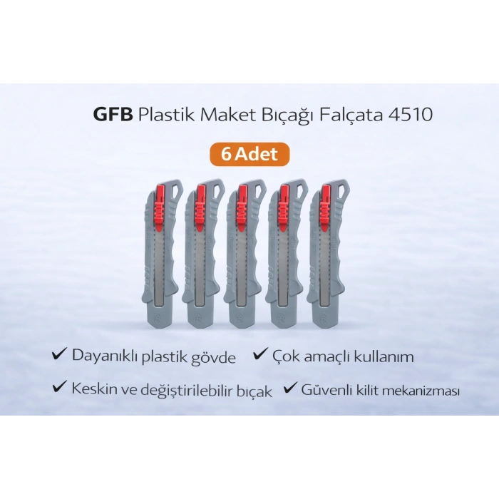 GFB Plastik Maket Bıçağı Falçata 4510 Profesyonel Maket Bıçağı 6 Adet