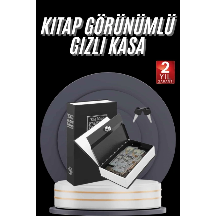Gizli Kasa Kilitli Sözlük Görünümlü 18cm Gizli Kasa Büyük Boy Anahtarlı