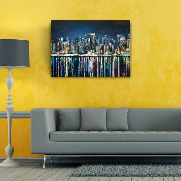 Gökdelenler ve Suya Yansıması Kanvas Tablo 50 x 70