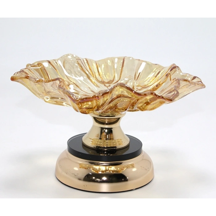 Gold Detaylı Ayaklı Dekoratif Cam Sunumluk