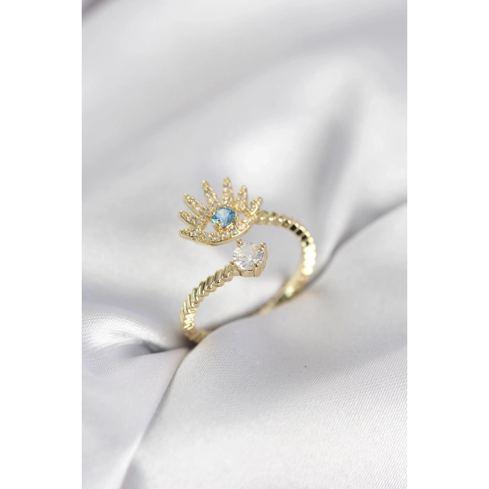 Gold Renk Göz Model Zirkon Taşlı Kadın Yüzük